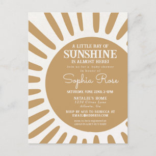 Sunshine boho baby shower sun invite postcard
