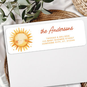 Sunshine Boho Cute Sun Baby Shower Return Address Label