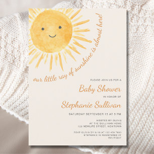 Sunshine Boho Gender-Neutral Sun Baby Shower Invitation