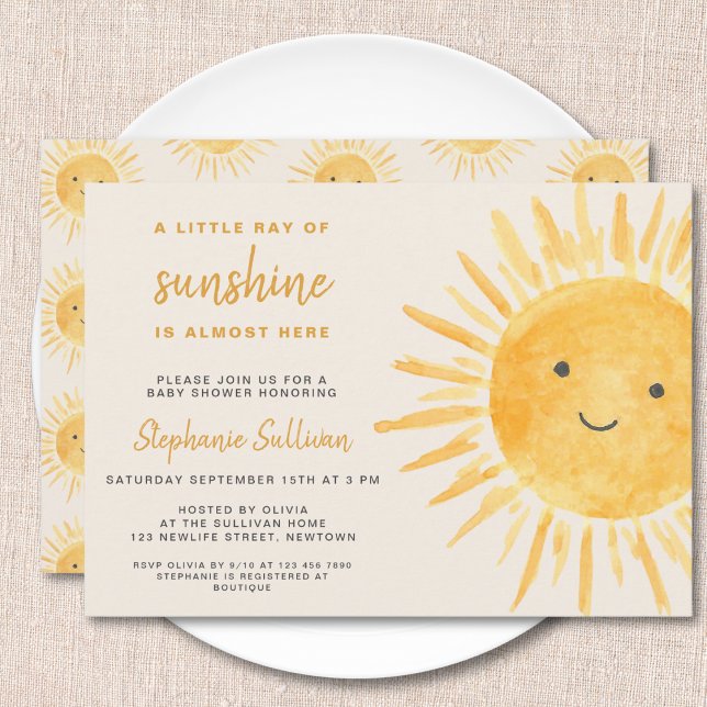 Sunshine Boho Gender-Neutral Sun Baby Shower Invitation (Creator Uploaded)