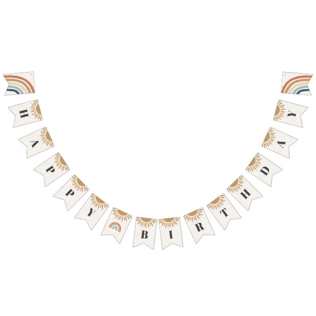 sunshine boho happy birthday party banner (All)