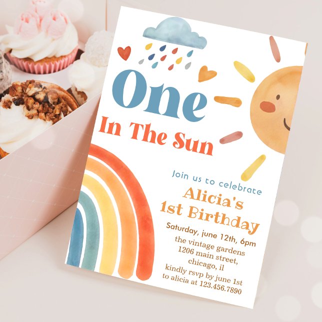 Sunshine Boho One in The Sun 1st Birthday  Invitation (Creator Uploaded)