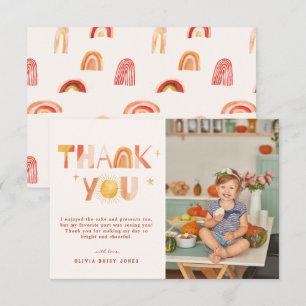 Sunshine Boho Rainbow Photo Thank You Card
