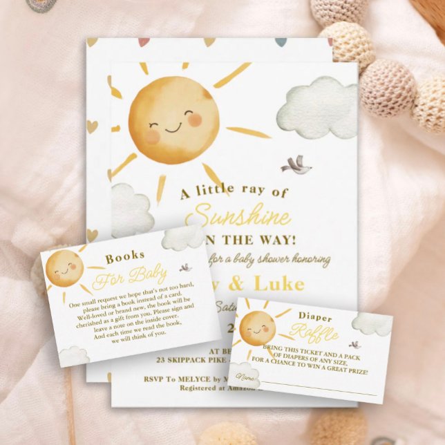 Sunshine Boho Sun Baby Shower Books for baby Card (Creator Uploaded)