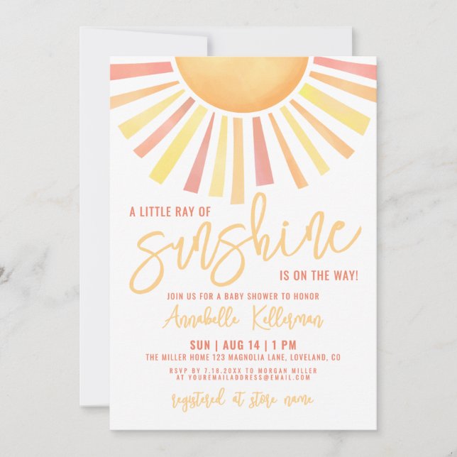 Sunshine Boho Sun Baby Shower Invitation (Front)