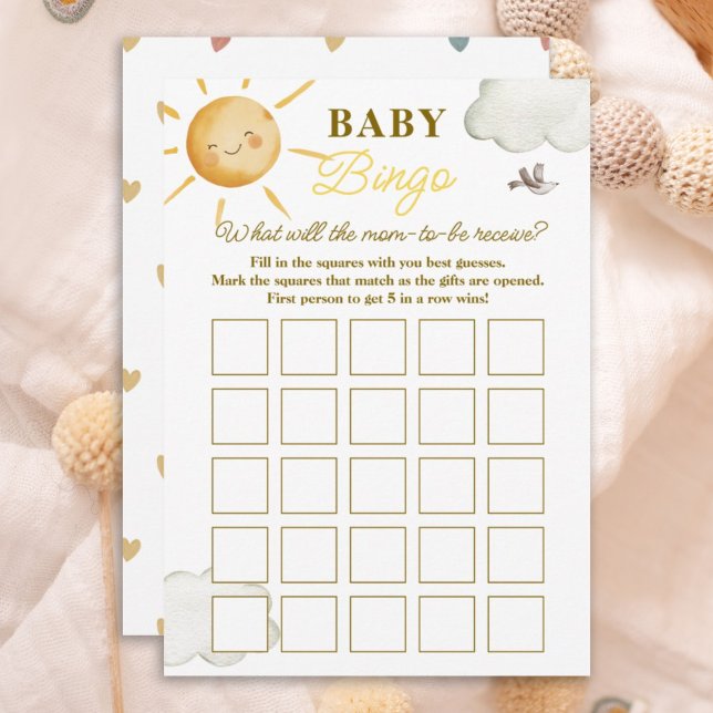 Sunshine Boho Sun Gender-Neutral Baby Bingo Card (Creator Uploaded)