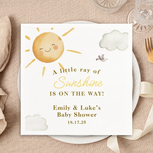Sunshine Boho Sun Gender-Neutral Baby Shower Napkin (Creator Uploaded)