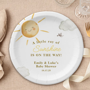 Sunshine Boho Sun Gender-Neutral Baby Shower Paper Plate