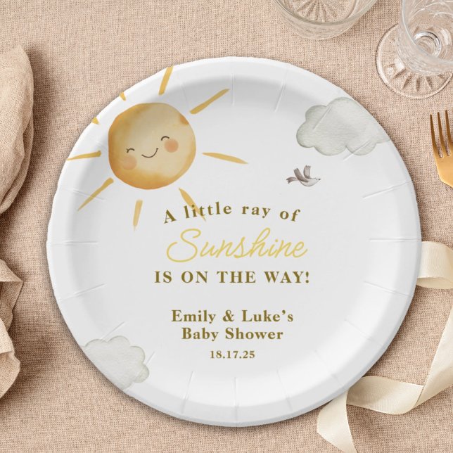 Sunshine Boho Sun Gender-Neutral Baby Shower Paper Plate (Creator Uploaded)