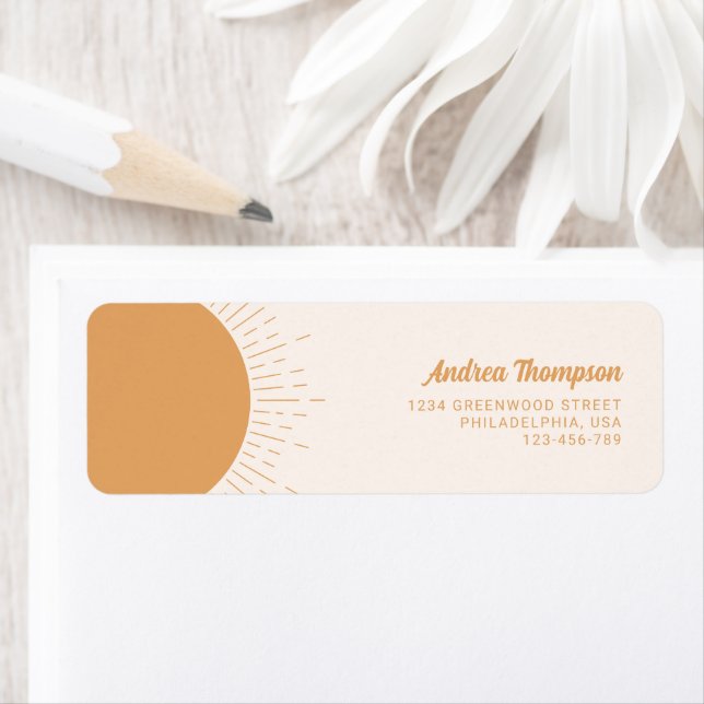 Sunshine Boho Yellow Return Address Label (Insitu)