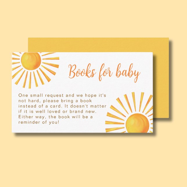 Sunshine Book Request Baby Shower Enclosure Card (A little ray of sunshine yellow baby shower enclose card for books for baby, book request card)