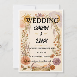 Sunshine Botanical Archway Wedding Invitation