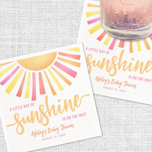 Sunshine Bright Pink Baby Shower Napkin (Sunshine Bright Pink Baby Shower Napkins)