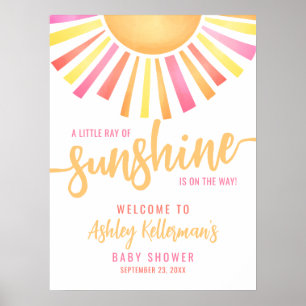 Sunshine Bright Pink Baby Shower Welcome Sign