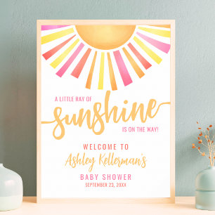 Sunshine Bright Pink Baby Shower Welcome Sign