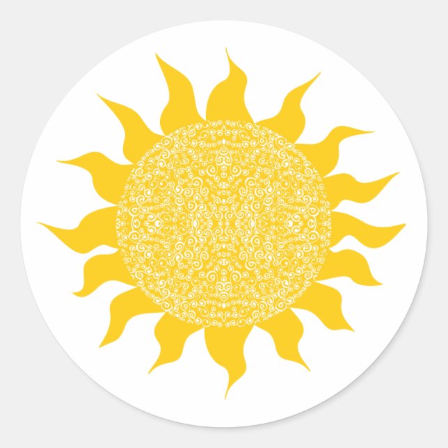 Sunshine Bright Yellow Sun Classic Round Sticker (Front)