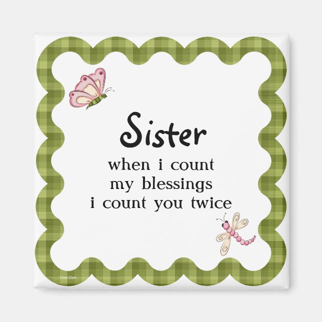 Sunshine Butterfly Sister Blessings Gift Magnet (Front)