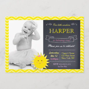 Sunshine Chalkboard Birthday Party Invitations