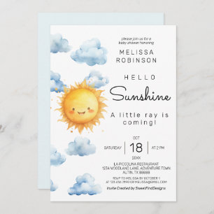 Sunshine Clouds Baby Boy Shower Invitation