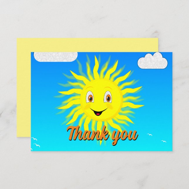 Sunshine Custom Message Thank You Card (Front/Back)