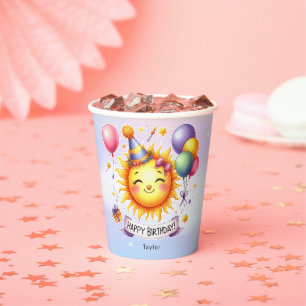 Sunshine Custom Name Happy Birthday Paper Cups