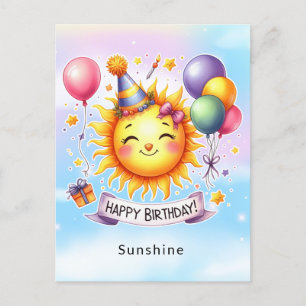 Sunshine Custom Name Happy Birthday  Postcard