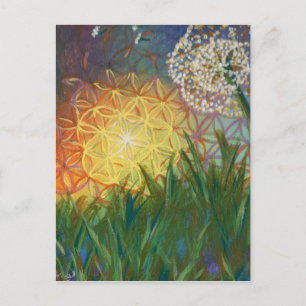 Sunshine Dandelion Sacred Geometry Landscape Postcard