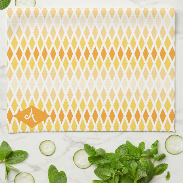 Sunshine Diamond Ombre Monogram Tea Towel (Folded)