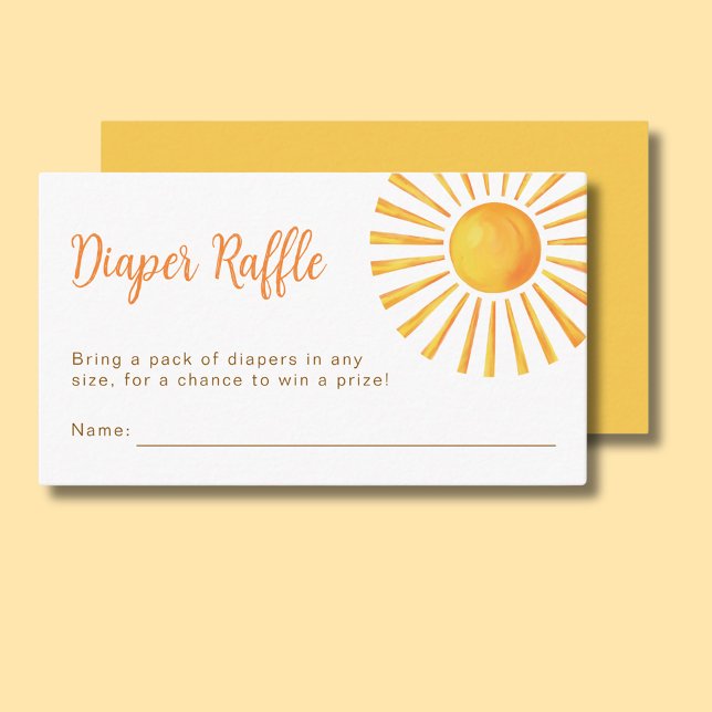 Sunshine Diaper Raffle Baby Shower Enclosure Card (A little ray of sunshine yellow baby shower enclose card for diaper raffle)