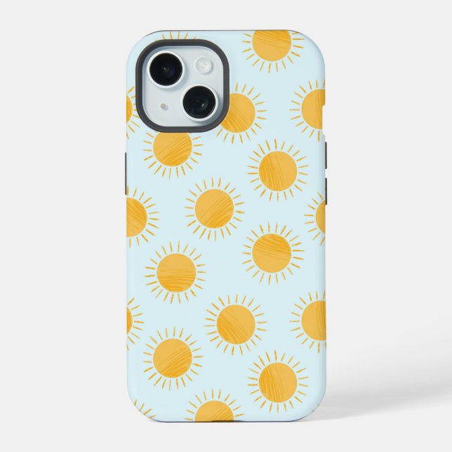 Sunshine Doodle Day Pattern iPhone 15 Case (Back)