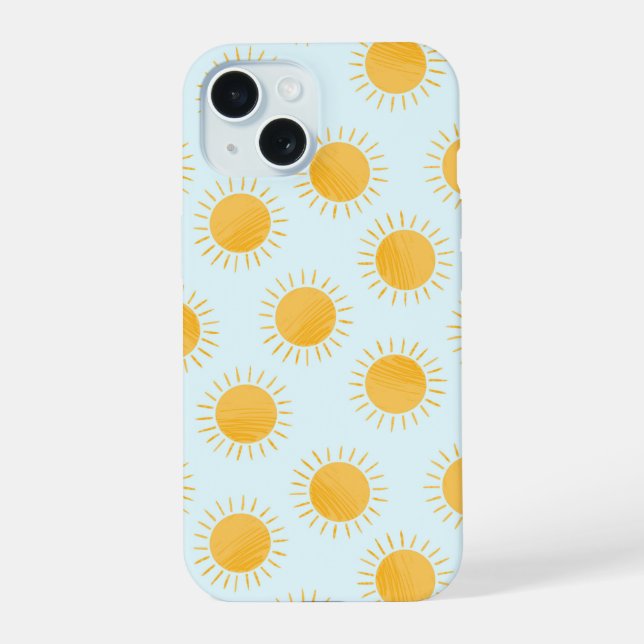 Sunshine Doodle Day Pattern iPhone 15 Case (Back)