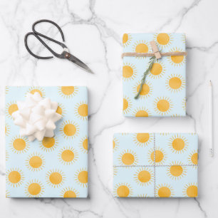 Sunshine Doodle Day Pattern Wrapping Paper Sheet