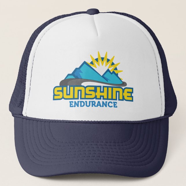 Sunshine Endurance Blue Logo Retro Trucker Hat (Front)