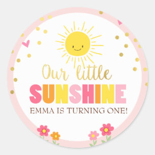 Sunshine Envelope seal sticker Birthday Girl Pink