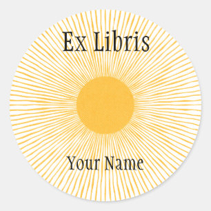 Sunshine Ex Libris Bookplates, Customisable Classic Round Sticker