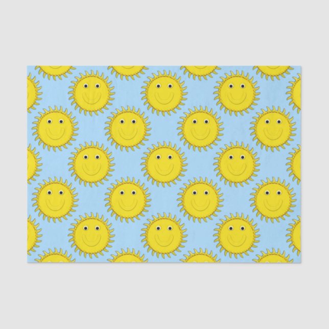 Sunshine Face-Blue Tissue Wrapping Paper (Front)