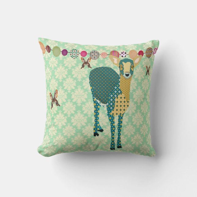 Sunshine Fawn & Golddust Butterflies Mint Julep Da Cushion (Front)