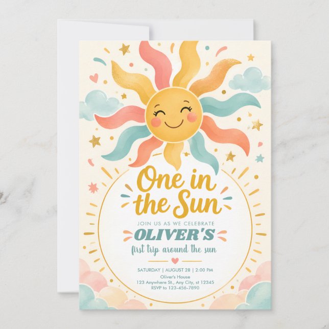 Sunshine First Birthday Invitation (Front)
