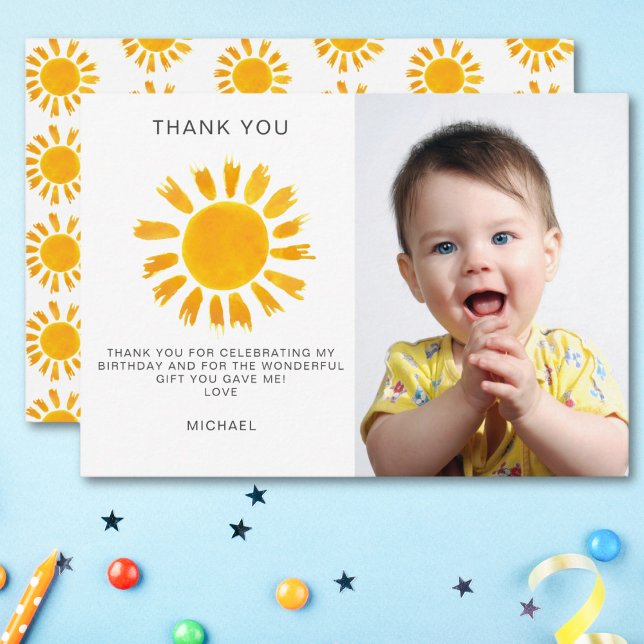 Sunshine First Birthday Thank You Card (Creator Uploaded)