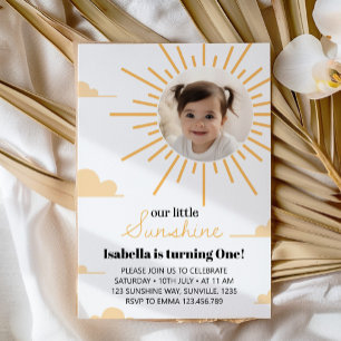 Sunshine First Trip Around Sun Birthday Invitation