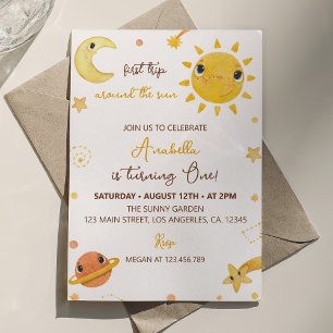 Sunshine First Trip Around Sun Birthday Invitation
