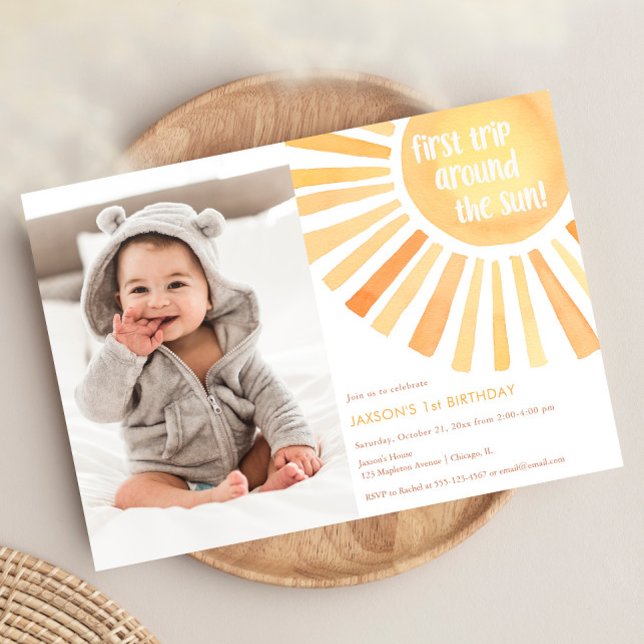 Sunshine first trip around Sun gender neutral  Invitation (Creator Uploaded)