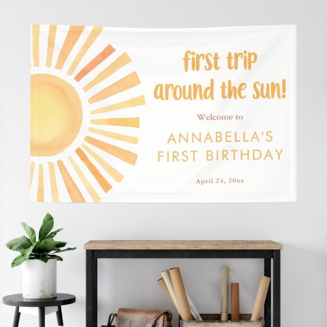Sunshine First trip around the sun 1st birthday  Banner (Creator Uploaded)