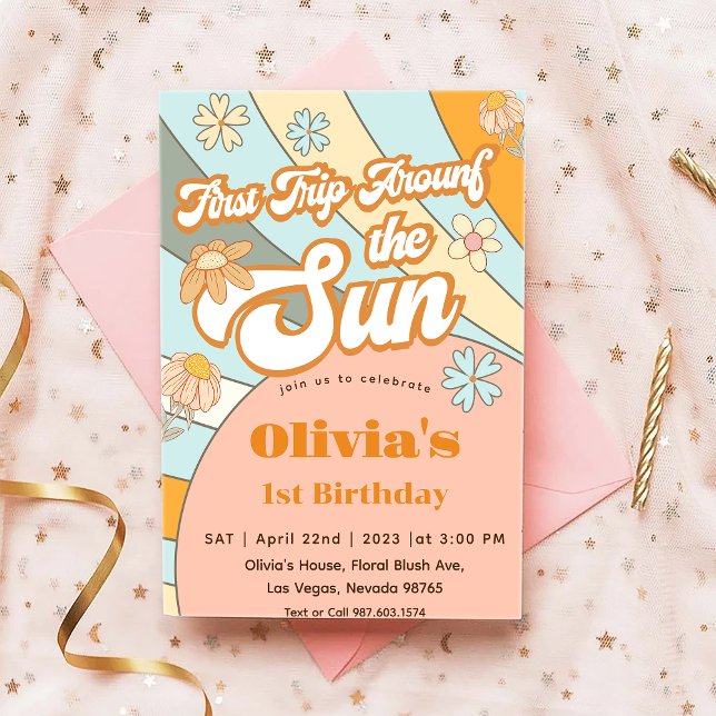 Sunshine first trip around the sun birthday invitation (Creator Uploaded)