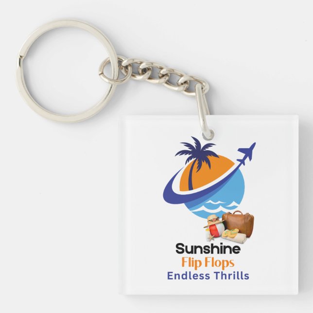 Sunshine, Flip Flops, Endless Thrills Key Ring (Front)
