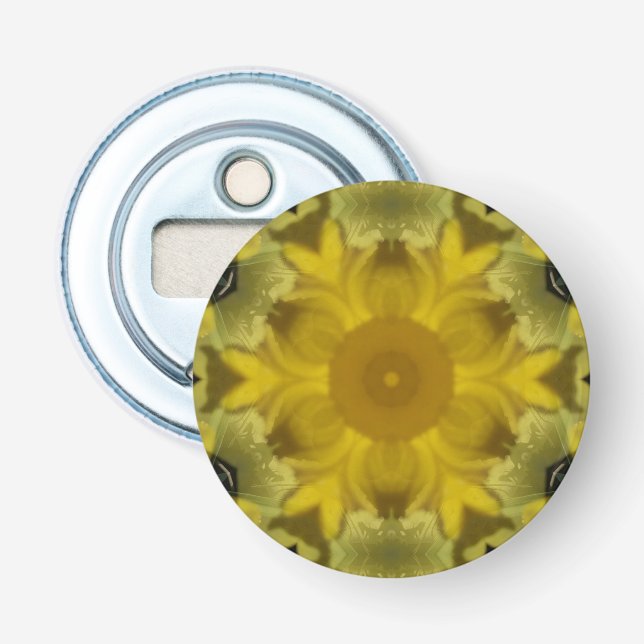 Sunshine Flower Burst Golden Bottle Opener (Front)