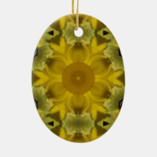 Sunshine Flower Burst Golden Ceramic Ornament