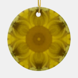 Sunshine Flower Burst Golden Ceramic Ornament