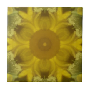 Sunshine Flower Burst Golden Ceramic Tile