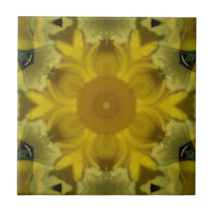 Sunshine Flower Burst Golden Ceramic Tile